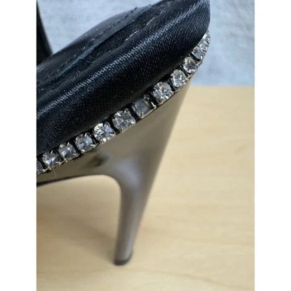 Good American Heels Womens 8.5 Open Square Toe Sling Back Crystal‎ GA120KD - Picture 7 of 13